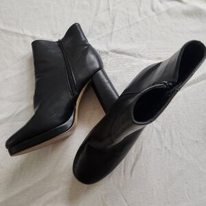 Square Toe Block Heel Ankle Boots | Minimal 90s Chic Wide Fit 12